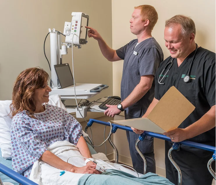 Nurse treating a patient